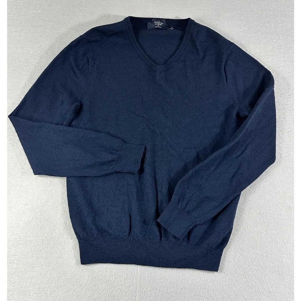 J.Crew Mens M Slim Merino Wool V-Neck Sweater Heathered Black Lightweight Knit